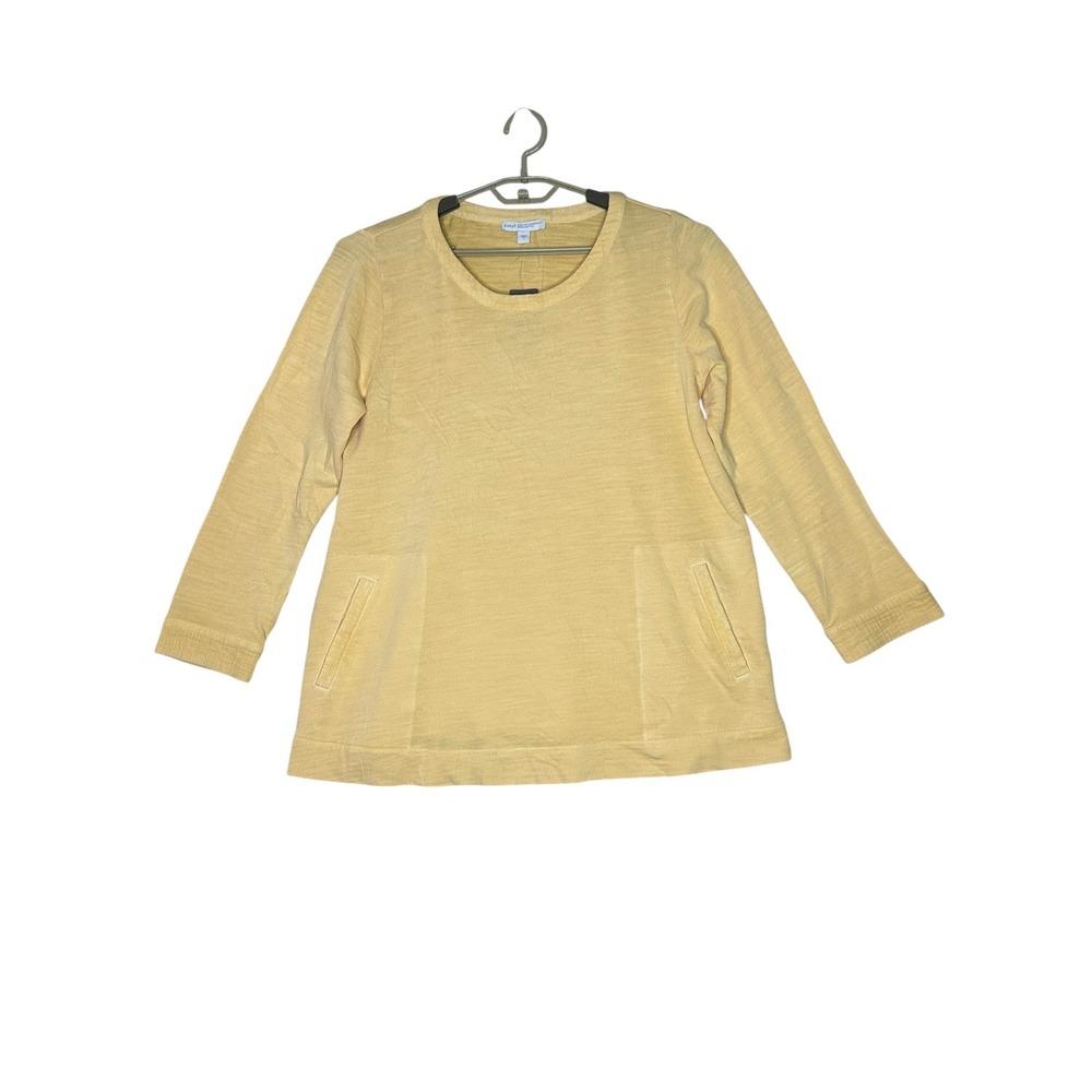 NWT Pure Jill J Jill Womens Organic Cotton Tunic Top Large Casual Preppy Yellow
